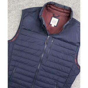 Gap Quilted Puffer Vest Men's M Performance Tapestry Navy Full Zip